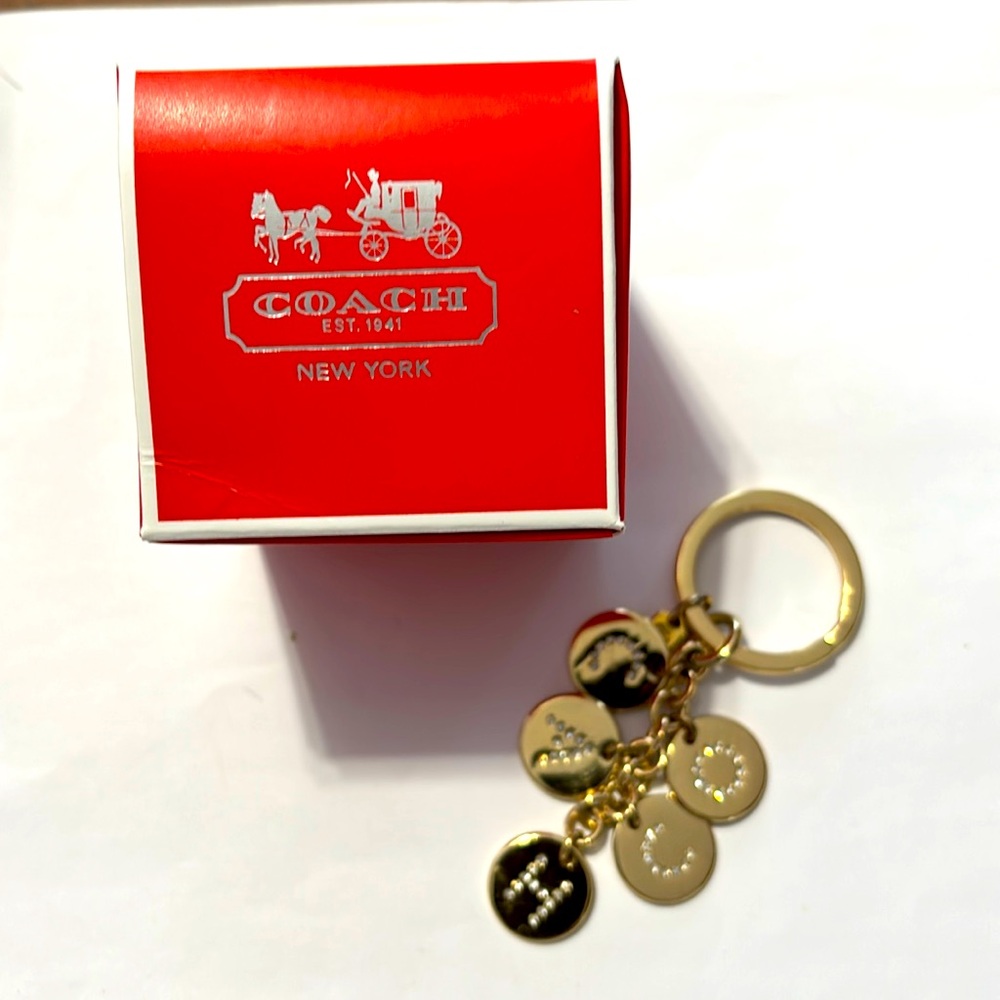 Coach Gold and Black Key & Card Holder with Charms